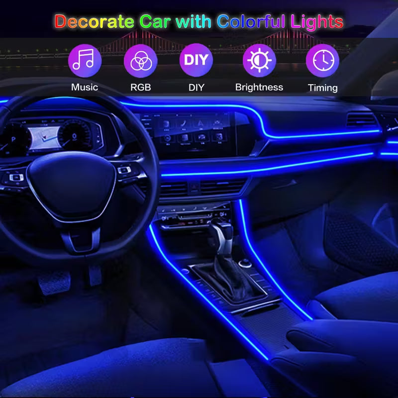 AUTÓS BELTÉR LED RGB SZALAG/VILÁGITÁS + APPLIKÁCIÓ