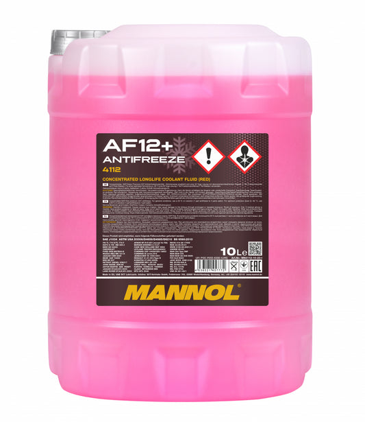 Fagyálló folyadék piros 10L MANNOL Antifreeze AF12+ Longlife 4112